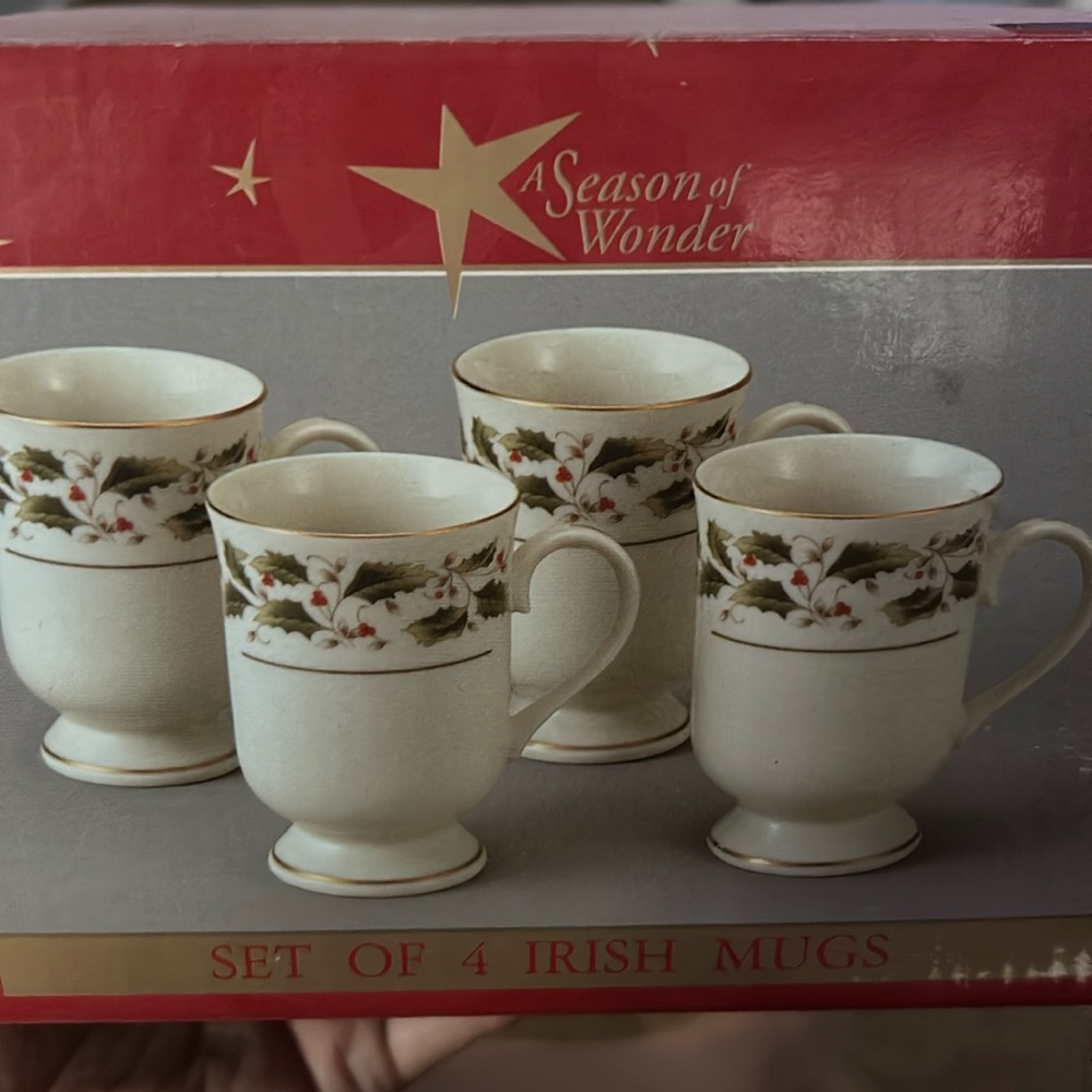 Vintage A Season Of Wonder set of 4 Irish mugs